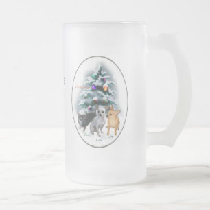 Chihuahua Christmas Gifts Frosted Glass Beer Mug