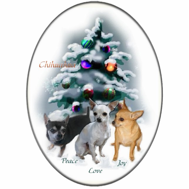 Chihuahua Christmas Gifts Ornament Photo Sculpture Decoration (Front)