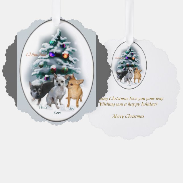 Chihuahua Christmas Gifts Tree Decoration Card (Front/Back)