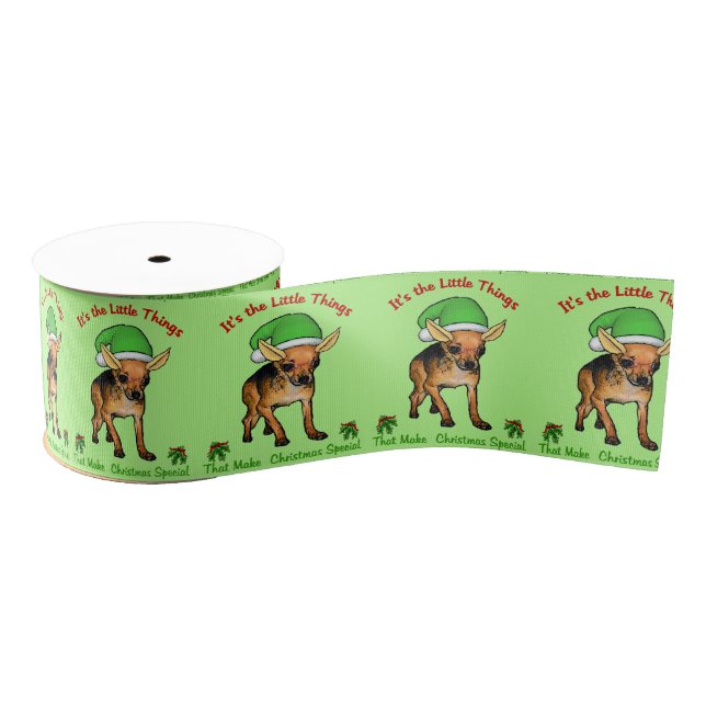 Chihuahua Christmas Grosgrain Ribbon (Spool)