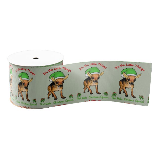 Chihuahua Christmas Grosgrain Ribbon (Spool)