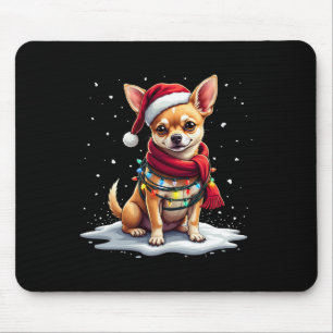 Chihuahua Christmas Light Funny Dog Xmas Tree Mouse Mat