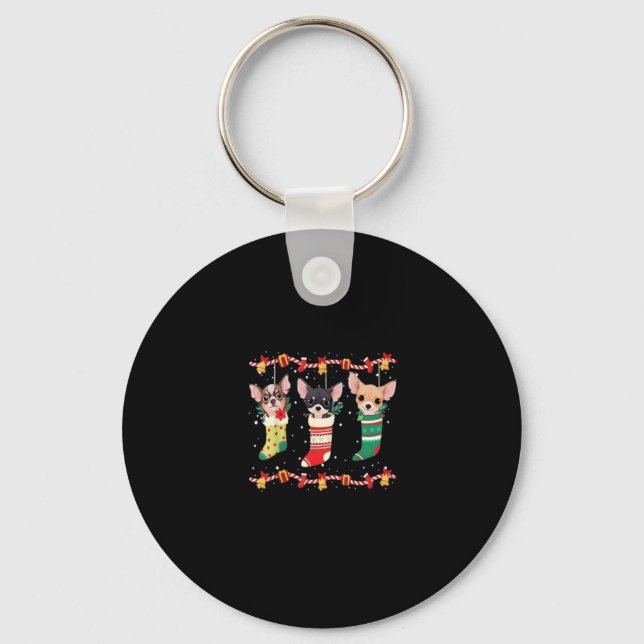 Chihuahua Christmas Lights Funny Xmas Dog Lover Es Key Ring (Front)