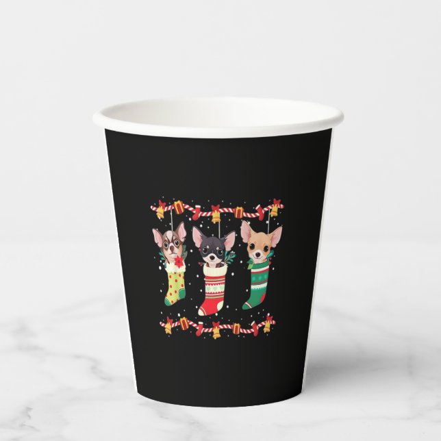 Chihuahua Christmas Lights Funny Xmas Dog Lover Es Paper Cups (Front)