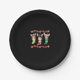 Chihuahua Christmas Lights Funny Xmas Dog Lover Es Paper Plate