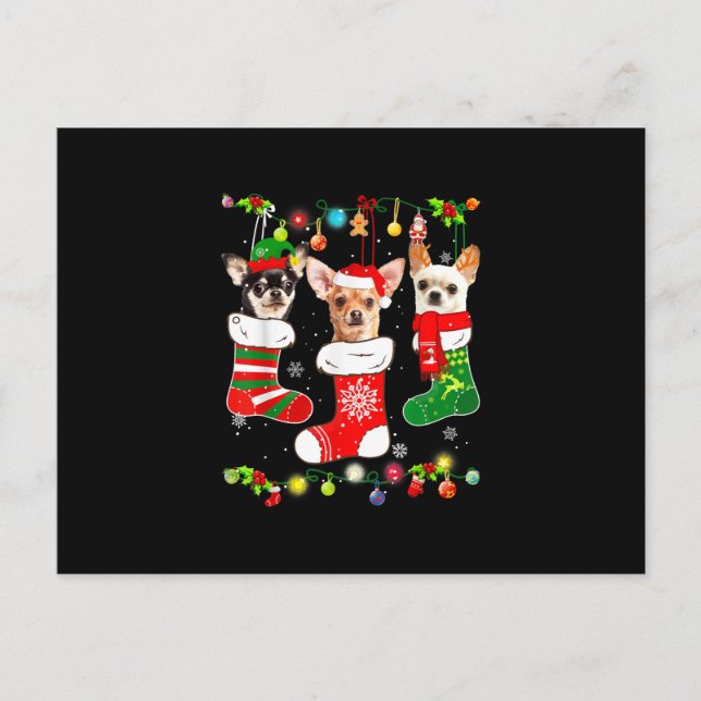 chihuahua christmas lights gift funny xmas dog lov announcement postcard (Front)