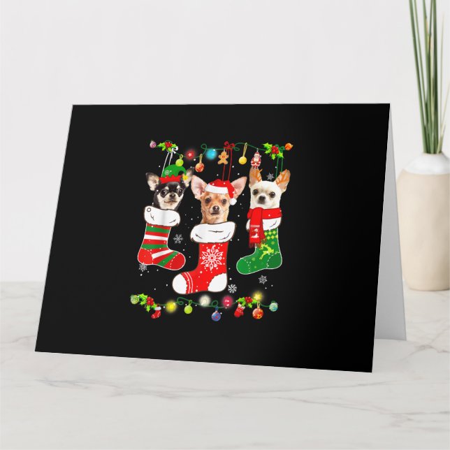 chihuahua christmas lights gift funny xmas dog lov card (Front)