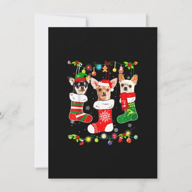 chihuahua christmas lights gift funny xmas dog lov thank you card (Front)