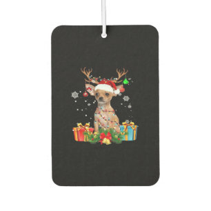 Chihuahua Christmas Lights Santa Oversized T-Shirt Car Air Freshener