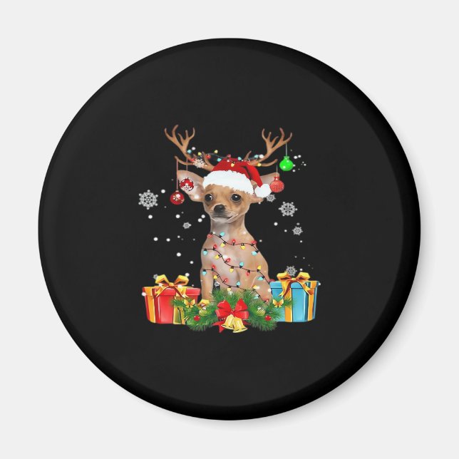 Chihuahua Christmas Lights Santa Oversized T-Shirt Magnet (Front)