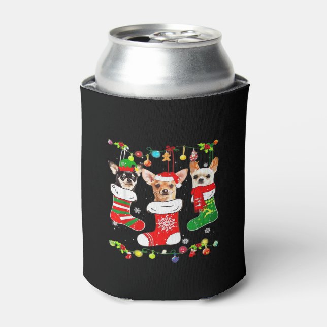 Chihuahua Christmas Lights Xmas Dog Classic T-Shir Can Cooler (Can Front)