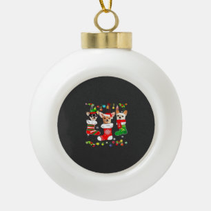 Chihuahua Christmas Lights Xmas Dog Classic T-Shir Ceramic Ball Christmas Ornament