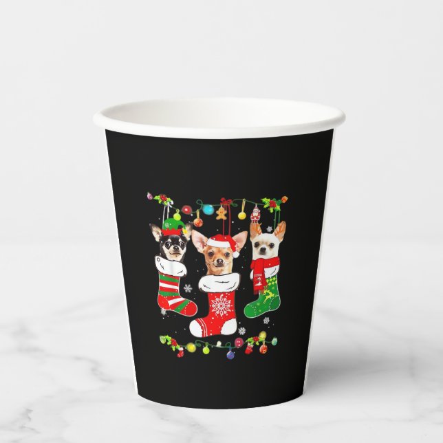 Chihuahua Christmas Lights Xmas Dog Classic T-Shir Paper Cups (Front)