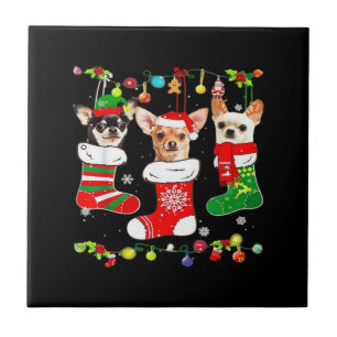 Chihuahua Christmas Lights Xmas Dog Classic T-Shir Tile