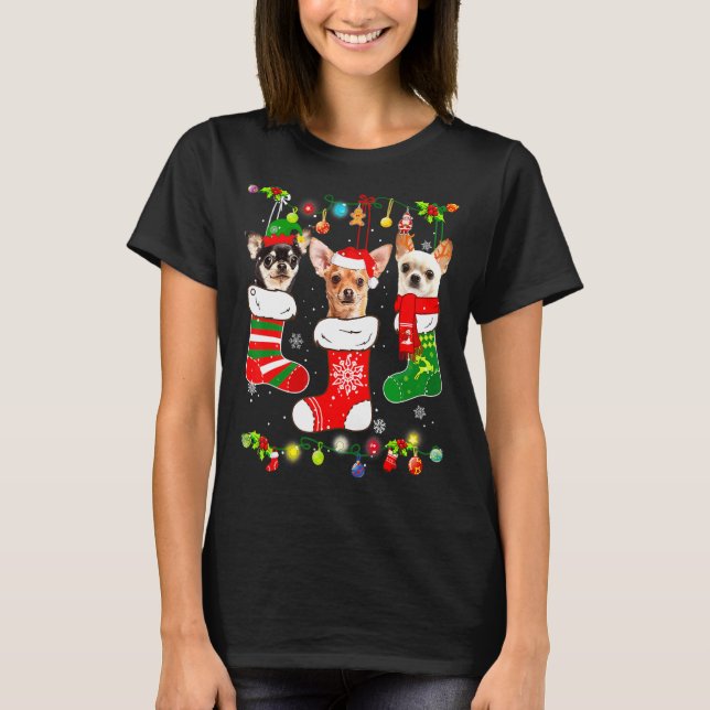Chihuahua Christmas Lights     Xmas Dog   T-Shirt (Front)