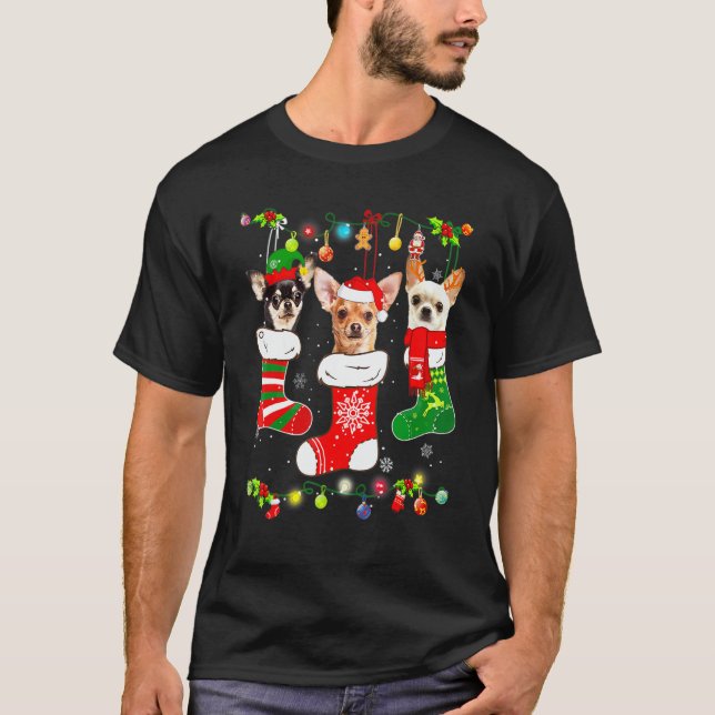 Chihuahua Christmas Lights   Xmas Dog T-Shirt (Front)