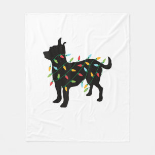 Chihuahua Christmas Lights Xmas Gift for Dog Lover Fleece Blanket