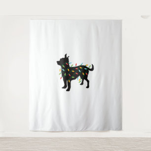 Chihuahua Christmas Lights Xmas Gift for Dog Lover Tapestry