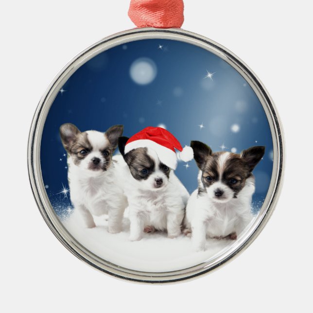 Chihuahua Christmas Metal Tree Decoration (Front)
