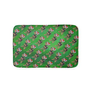 Chihuahua Christmas On Green Bath Mat
