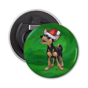 Chihuahua Christmas On Green Bottle Opener