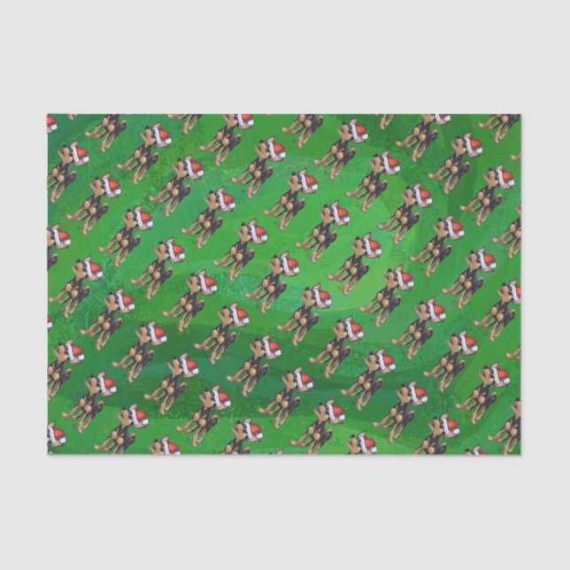 Chihuahua Christmas On Green Tissue Paper (Front)
