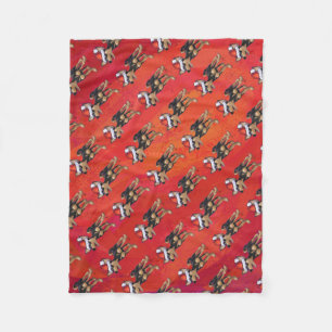 Chihuahua Christmas On Red Fleece Blanket