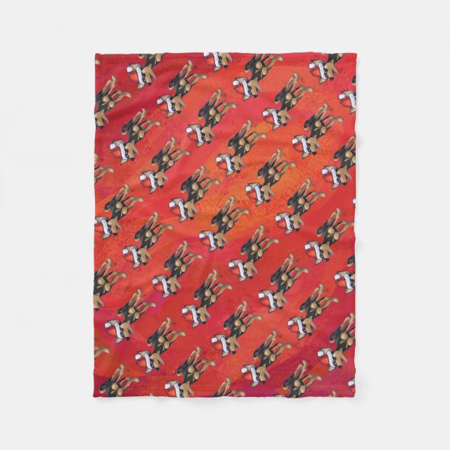 Chihuahua Christmas On Red Fleece Blanket (Front)