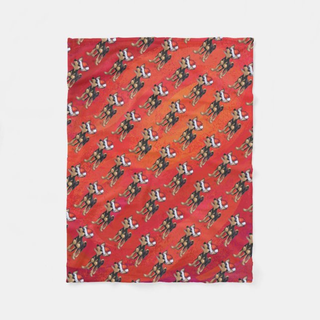 Chihuahua Christmas On Red Fleece Blanket (Front)