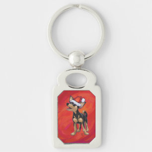 Chihuahua Christmas On Red Key Ring