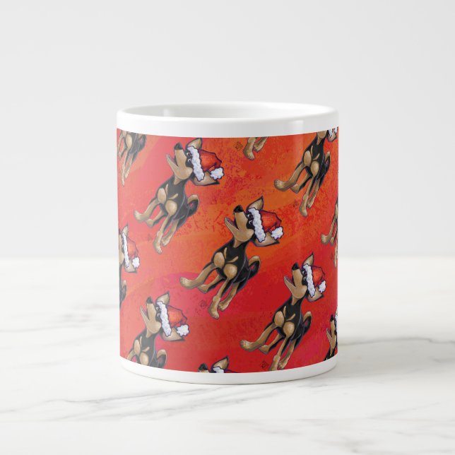 Chihuahua Christmas On Red Large Coffee Mug (Front)
