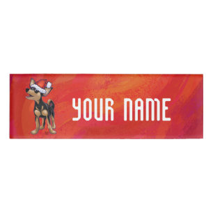 Chihuahua Christmas On Red Name Tag
