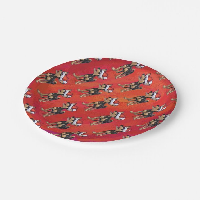 Chihuahua Christmas On Red Paper Plate (Angled)