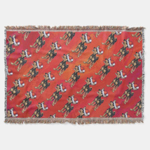 Chihuahua Christmas On Red Throw Blanket
