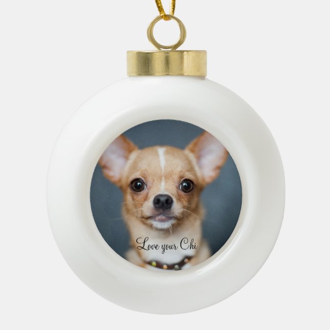 Chihuahua Christmas Ornament Photo Love your Chi (Front)