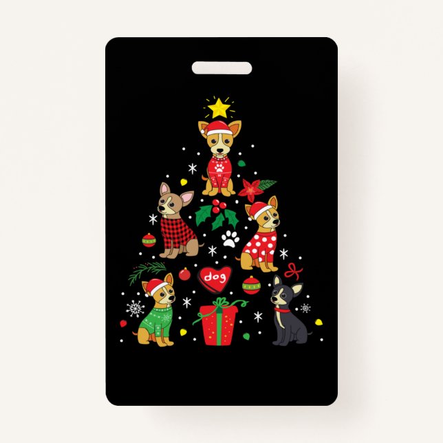 Chihuahua Christmas Ornament Tree ID Badge (Front)