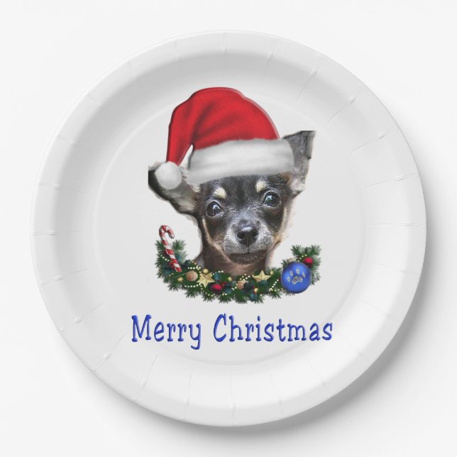Chihuahua christmas  paper plate (Front)