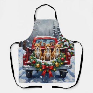 Chihuahua Christmas Red Truck Holiday Apron
