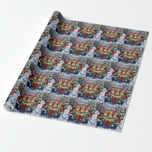 Chihuahua Christmas Red Truck Holiday Wrapping Paper