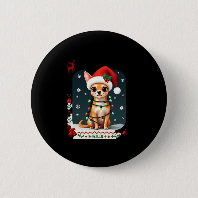 Chihuahua Christmas Santa Ugly Sweater Dog Lover X 6 Cm Round Badge (Front)
