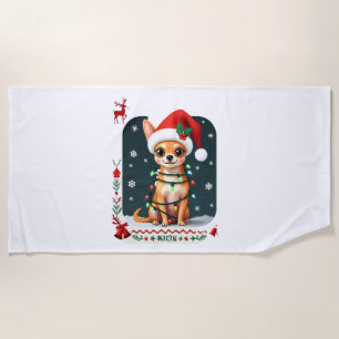 Chihuahua Christmas Santa Ugly Sweater Dog Lover X Beach Towel