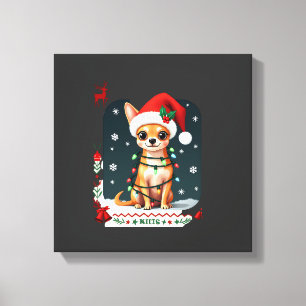 Chihuahua Christmas Santa Ugly Sweater Dog Lover X Canvas Print