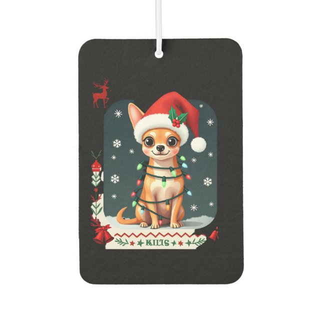 Chihuahua Christmas Santa Ugly Sweater Dog Lover X Car Air Freshener (Front)