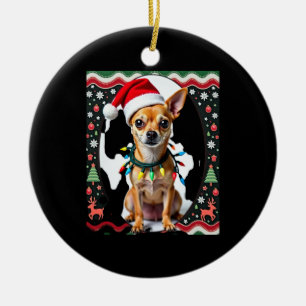 Chihuahua Christmas Santa Ugly Sweater Dog Lover X Ceramic Tree Decoration