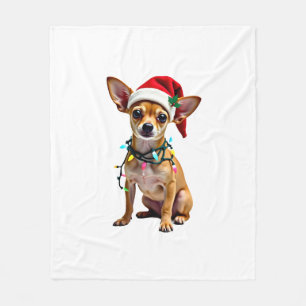 Chihuahua Christmas Santa Ugly Sweater Dog Lover X Fleece Blanket