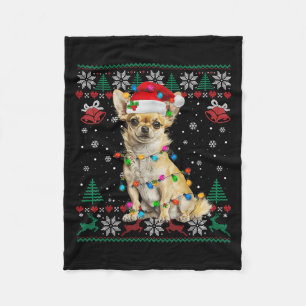 Chihuahua Christmas Santa Ugly Sweater Dog Lover X Fleece Blanket