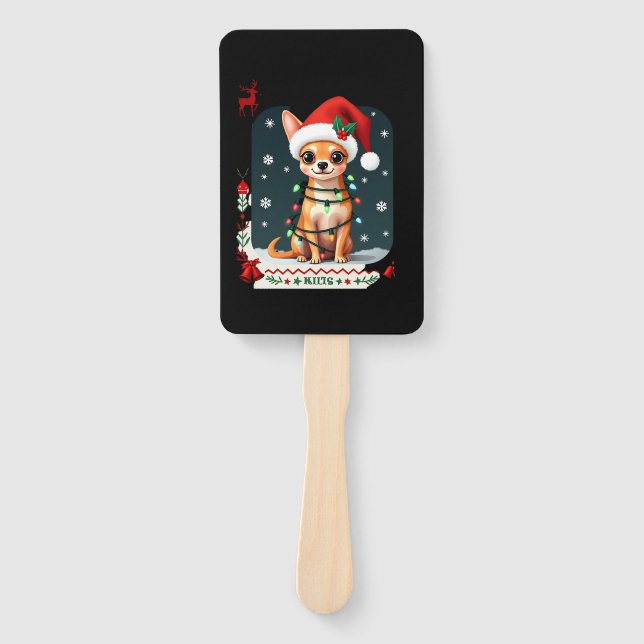 Chihuahua Christmas Santa Ugly Sweater Dog Lover X Hand Fan (Front)