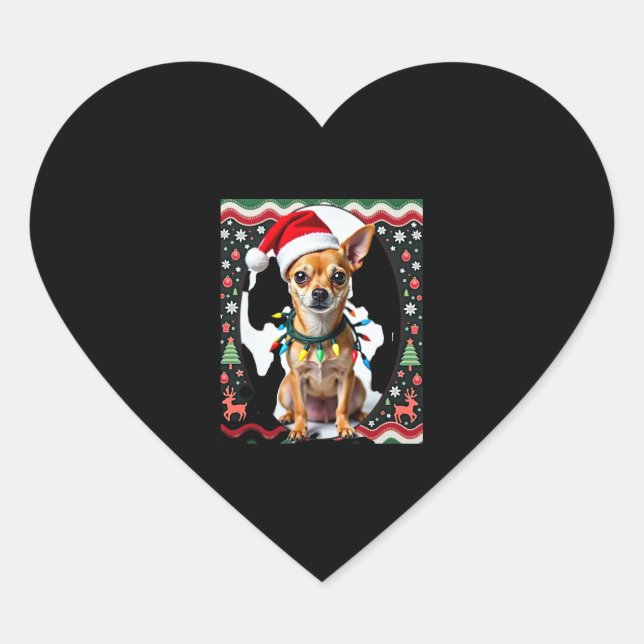 Chihuahua Christmas Santa Ugly Sweater Dog Lover X Heart Sticker (Front)