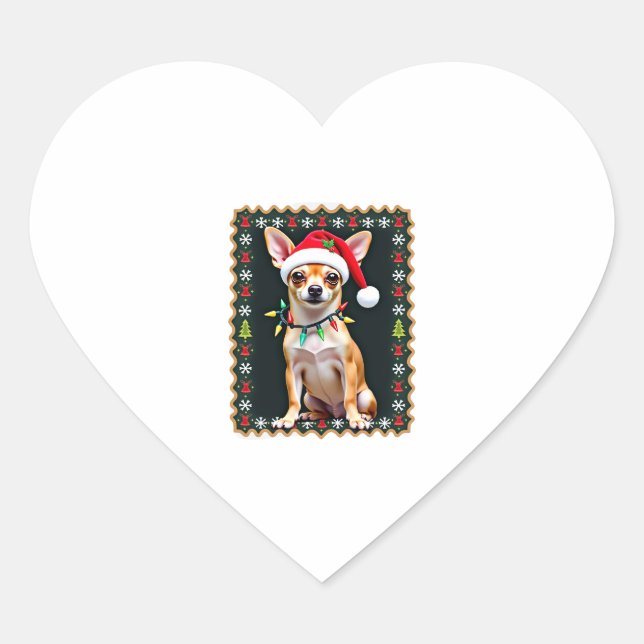 Chihuahua Christmas Santa Ugly Sweater Dog Lover X Heart Sticker (Front)