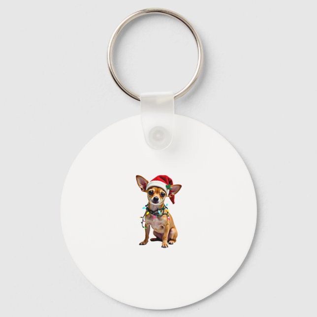 Chihuahua Christmas Santa Ugly Sweater Dog Lover X Key Ring (Front)